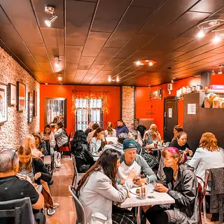 The seating area with every table taken